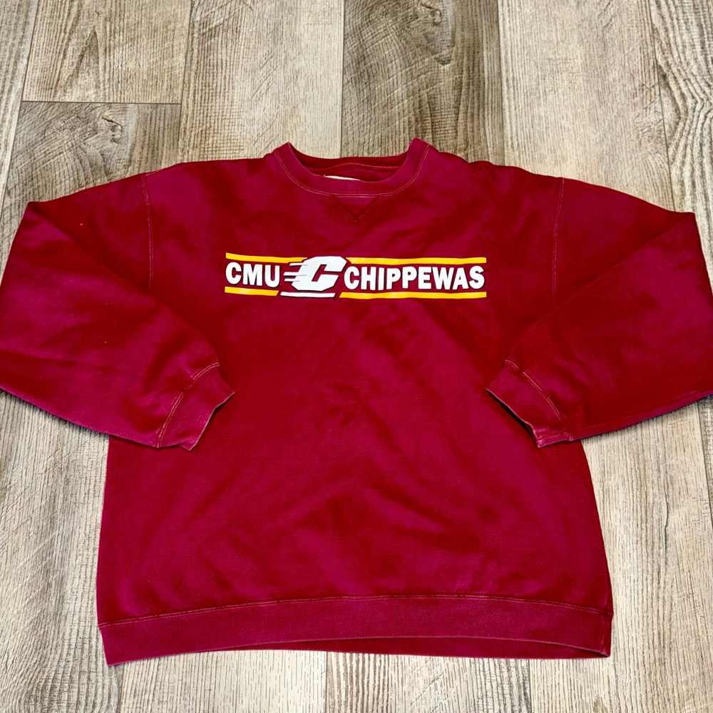 Vintage Central Michigan University CMU Chippewas maroon crewneck NCAA EUC S